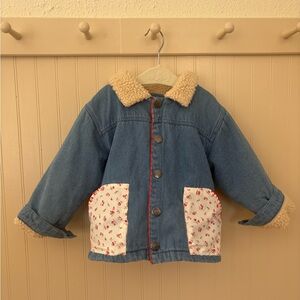 Kids Denim Jacket with Floral Pockets